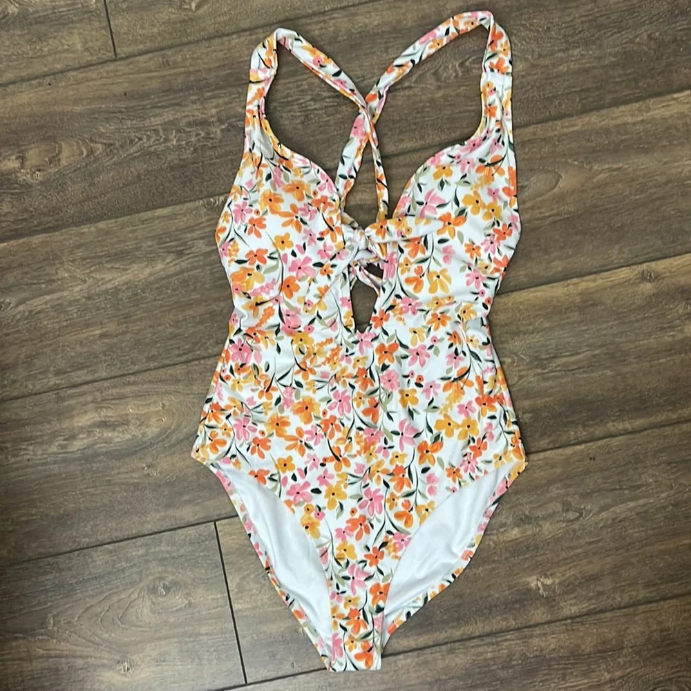 NWT Jessica Simpson Sunset Multi One-Piece Swimsuit, Size M